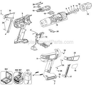 Part Location Diagram of FS120BX DeWALT Battery Pack